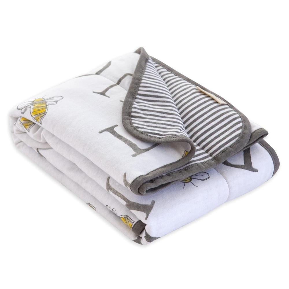 imageBurts Bees Baby Infant Reversible Blankets 100 Organic Cotton GOTS Certified  Pine Forest Prints with Quilting Pattern Soft Nursery Blanket with 100 Polyester Fill for Size 30 x 40 InchAbeec