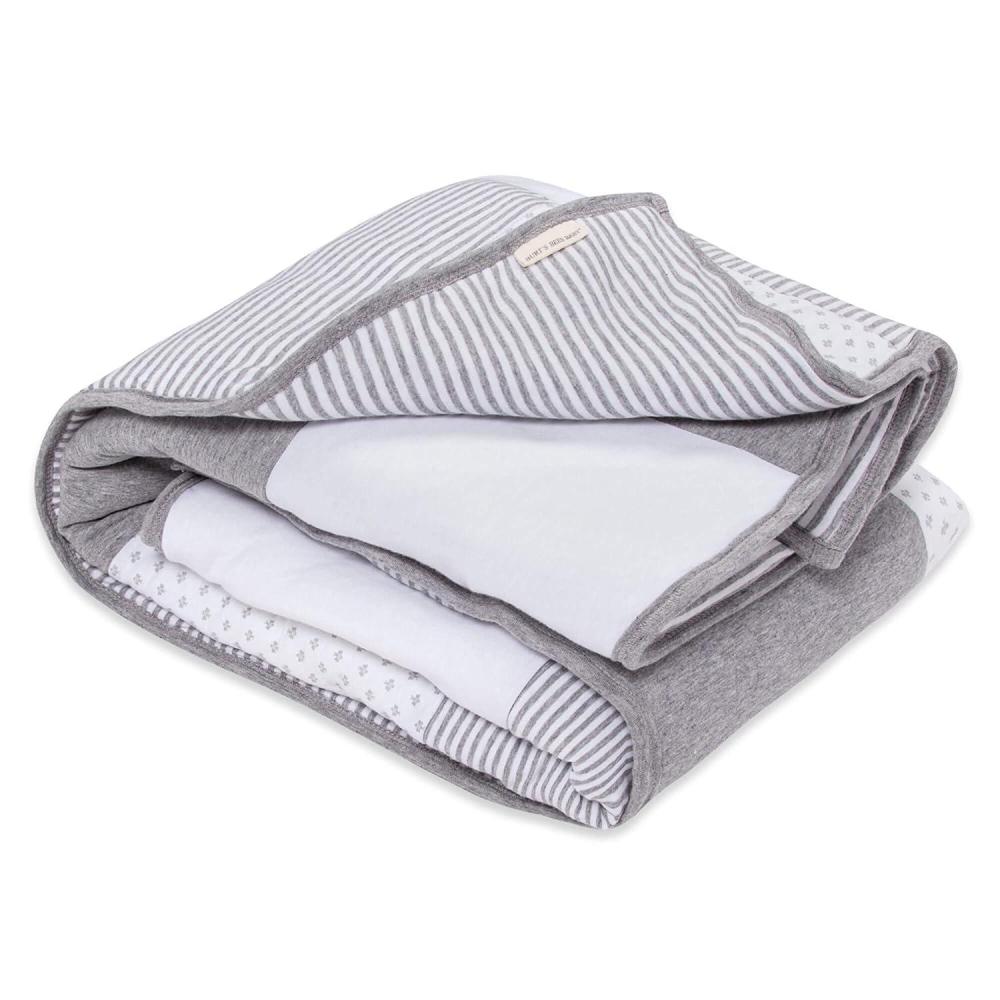 imageBurts Bees Baby Infant Reversible Blankets 100 Organic Cotton GOTS Certified  Pine Forest Prints with Quilting Pattern Soft Nursery Blanket with 100 Polyester Fill for Size 30 x 40 InchHeather Grey Dottie Bee