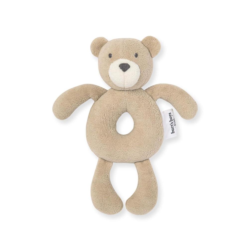 imageBurts Bees Baby Unisex Infant Rattle Toy Nursery Sensory Animal Plush Made with 100 Organic Cotton Shell and Polyester Fill Sweet Bear Bunny or Dog Stuffed Animals for BabiesBear Rattle