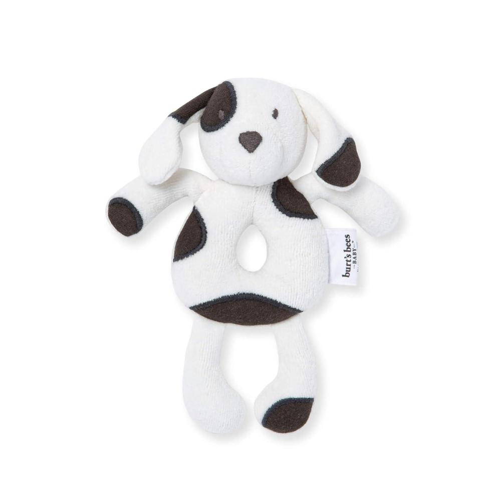 imageBurts Bees Baby Unisex Infant Rattle Toy Nursery Sensory Animal Plush Made with 100 Organic Cotton Shell and Polyester Fill Sweet Bear Bunny or Dog Stuffed Animals for BabiesPuppy Rattle