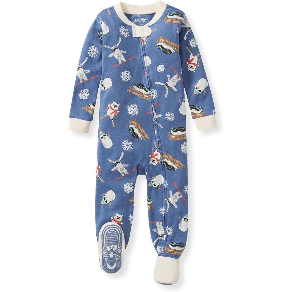 imageBurts Bees Baby babyboys Sleeper Pjs 100 Organic Cotton Onepiece Footie Zip Up Jumpsuit Snug Fit PajamasMeet Me on the Mountain