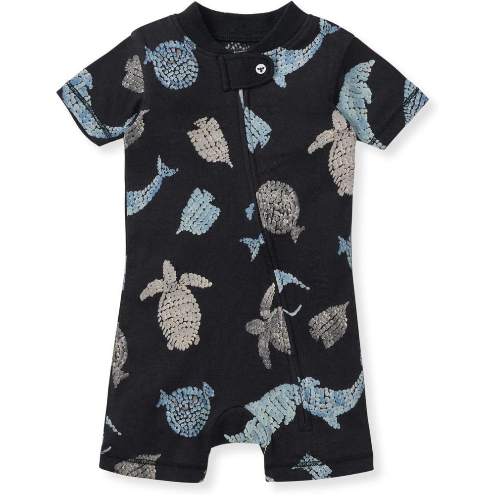 imageBurts Bees Baby babygirls Short Sleeve Pajamas Onepiece Sleeper Romper Pjs Snug Fit for Infants 3 to 24 MonthsMosaic Sea Animals