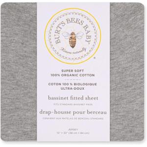 imageBassinet Sheet Infant Fitted BEESNUG Cover 100 Organic Cotton Soft Unisex Newborn Essentials for All Standard Oval or Rectangle Bassinet Bed Pads or Mattresses  15 x 33 InchesGrey