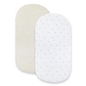 imageBassinet Sheet Infant Fitted BEESNUG Cover 100 Organic Cotton Soft Unisex Newborn Essentials for All Standard Oval or Rectangle Bassinet Bed Pads or Mattresses  15 x 33 Inches