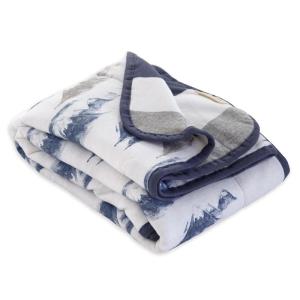 imageBurts Bees Baby Infant Reversible Blankets 100 Organic Cotton GOTS Certified  Pine Forest Prints with Quilting Pattern Soft Nursery Blanket with 100 Polyester Fill for Size 30 x 40 InchNavy Mountains