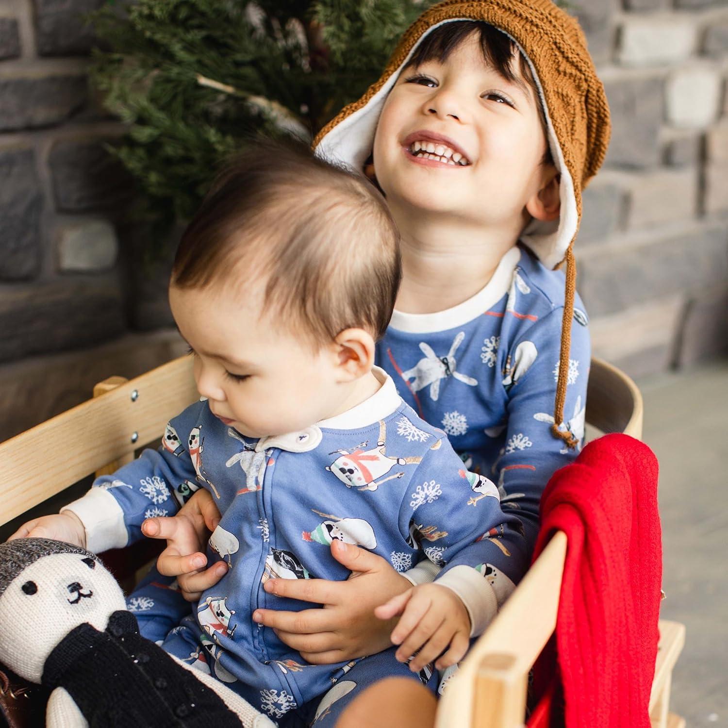 imageBurts Bees Baby Baby Boys Sleep and Play Pjs 100 Organic Cotton Onepiece Zip Front Romper Jumpsuit PajamasMeet Me on the Mountain