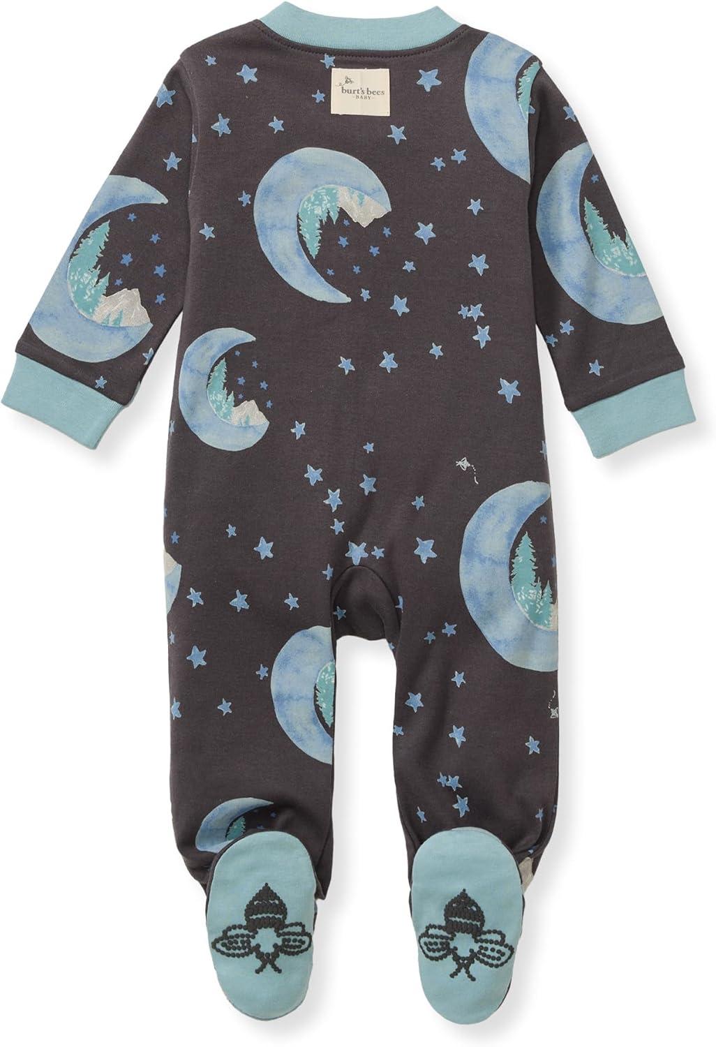 imageBurts Bees Baby Baby Boys Sleep and Play Pjs 100 Organic Cotton Onepiece Zip Front Romper Jumpsuit PajamasMoonlit Forest