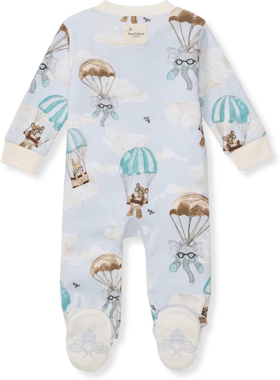 imageBurts Bees Baby Baby Boys Sleep and Play Pjs 100 Organic Cotton Onepiece Zip Front Romper Jumpsuit PajamasParachute Pals Blue