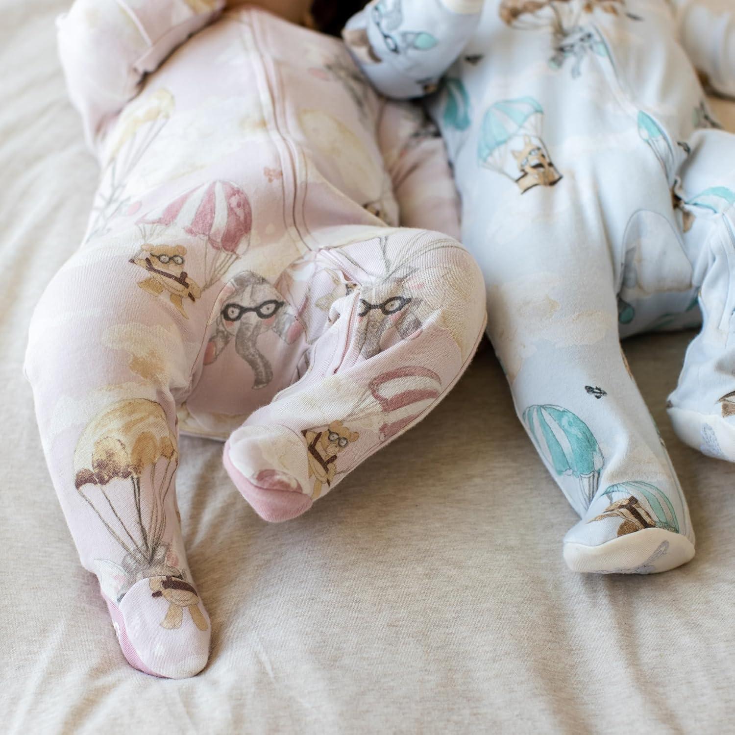 imageBurts Bees Baby Baby Boys Sleep and Play Pjs 100 Organic Cotton Onepiece Zip Front Romper Jumpsuit PajamasParachute Pals Blue