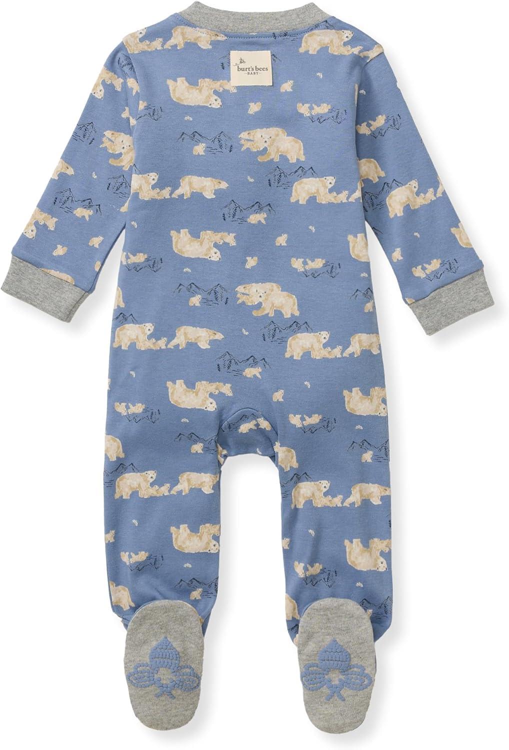 imageBurts Bees Baby Baby Boys Sleep and Play Pjs 100 Organic Cotton Onepiece Zip Front Romper Jumpsuit PajamasPolar Mountain