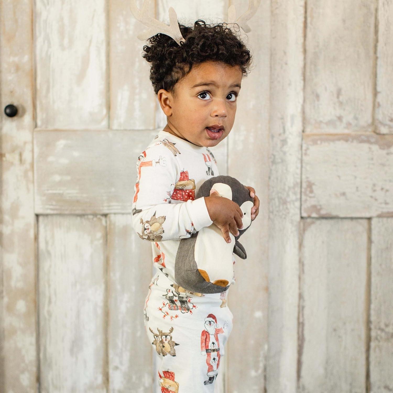 imageBurts Bees Baby Children Pajamas 2Piece Sleeve Tee and Long Pant Cotton Pj Set Sizes Months to 12 YearsSantas Little Helper