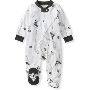 imageBurts Bees Baby Baby Boys Sleep and Play Pjs 100 Organic Cotton Onepiece Zip Front Romper Jumpsuit PajamasHockey Season