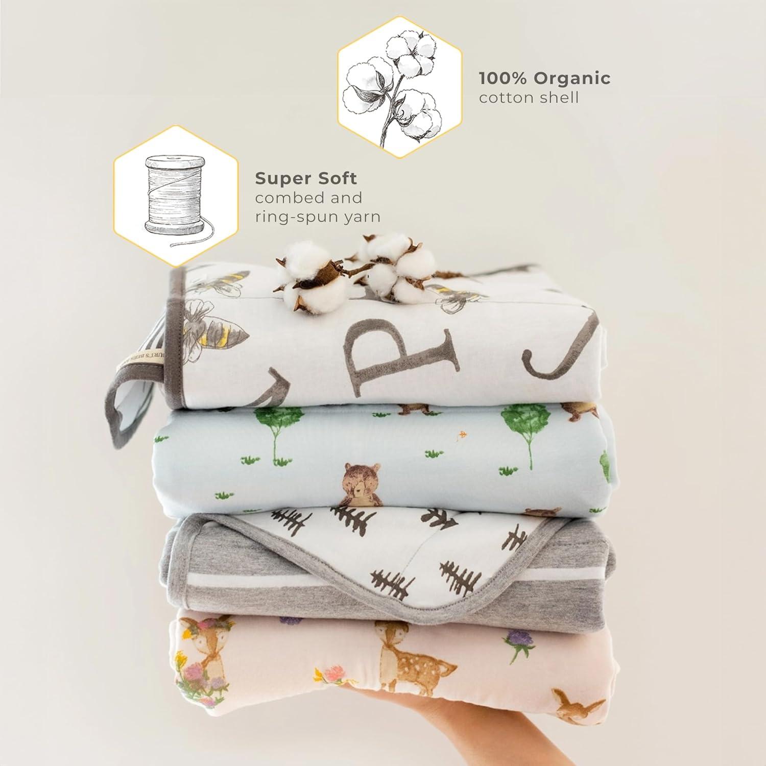 imageBurts Bees Baby Infant Reversible Blankets 100 Organic Cotton GOTS Certified  Storybook Bear Prints with Quilting Pattern Soft Nursery Blanket with 100 Polyester Fill for Size 30 x 40 Inch
