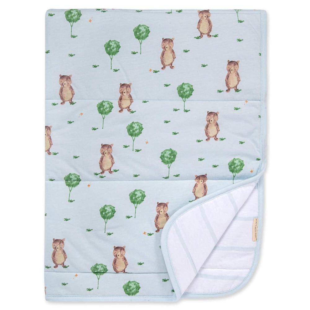 imageBurts Bees Baby Infant Reversible Blankets 100 Organic Cotton GOTS Certified  Storybook Bear Prints with Quilting Pattern Soft Nursery Blanket with 100 Polyester Fill for Size 30 x 40 Inch
