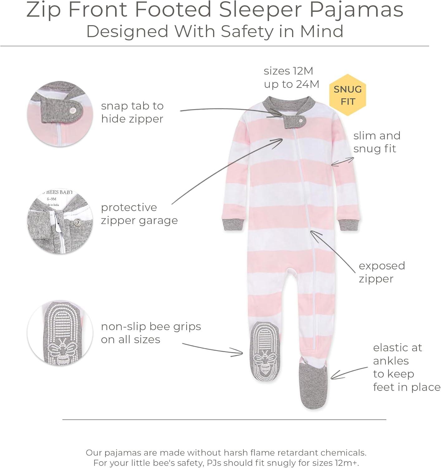 imageBurts Bees Baby Girls Snug Fit OnePiece Footed NonSlip Sleeper PajamasOh Deer