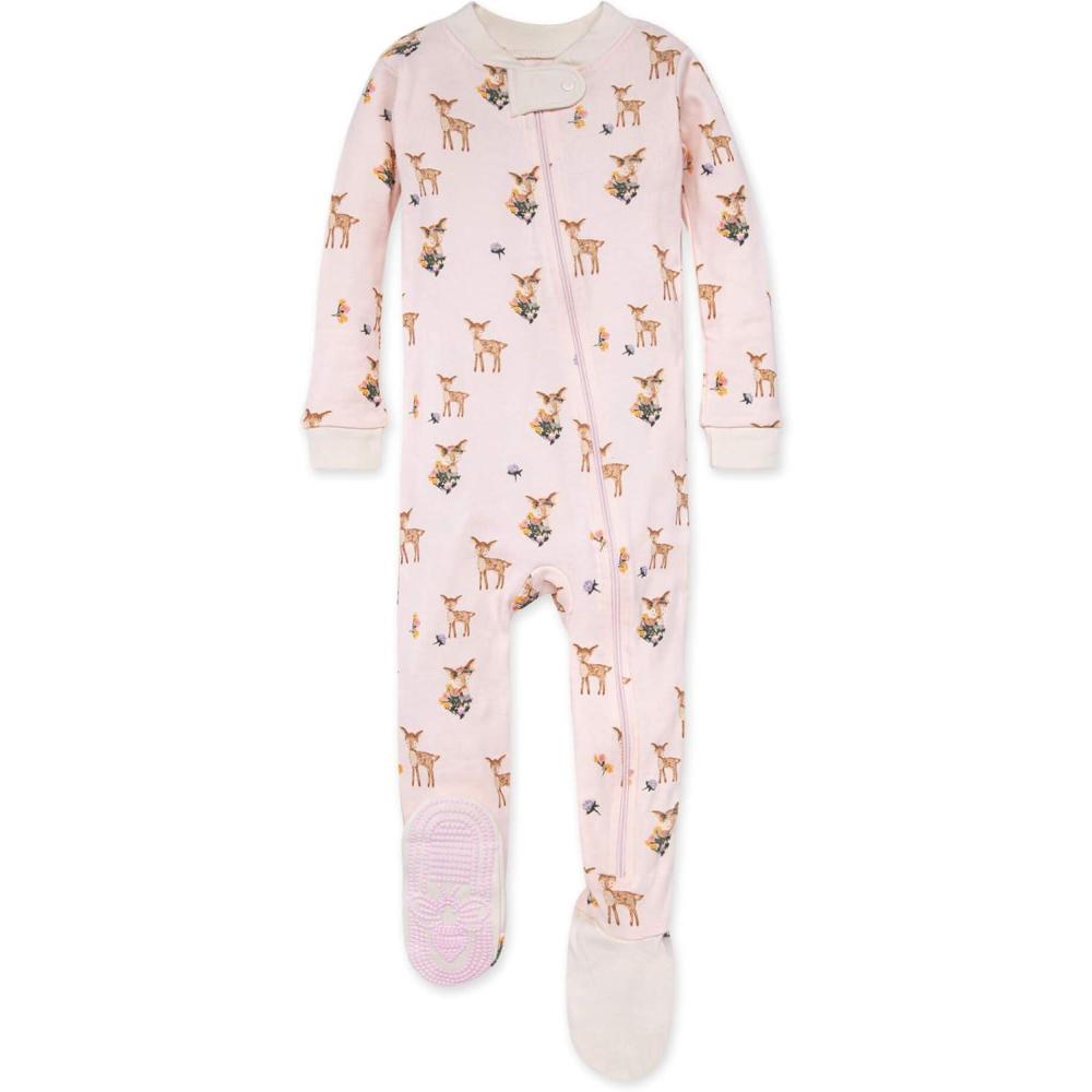 imageBurts Bees Baby Girls Snug Fit OnePiece Footed NonSlip Sleeper PajamasOh Deer