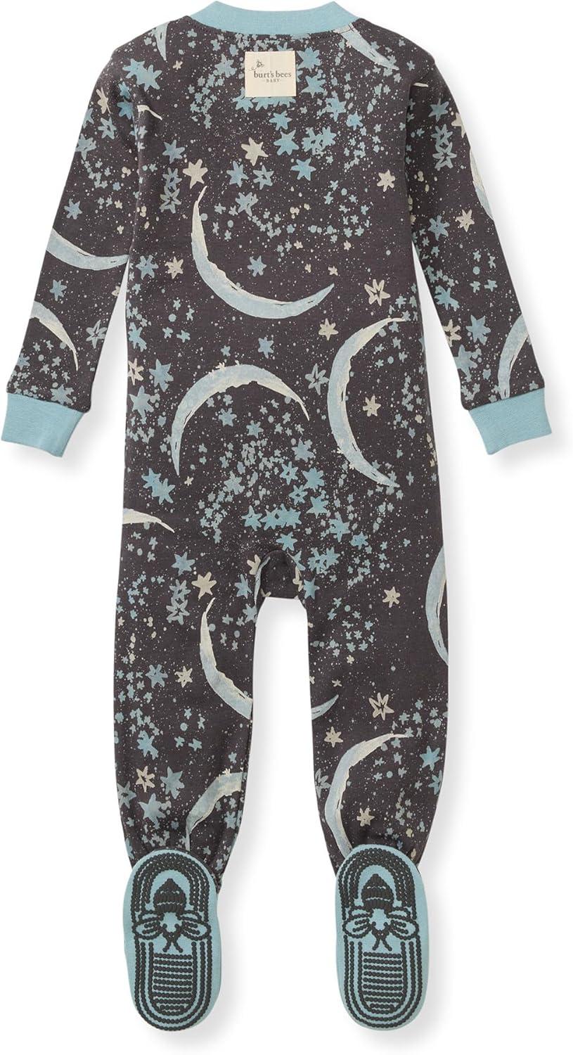 imageBurts Bees Baby Baby Boys Sleeper Pjs 100 Organic Cotton Onepiece Footie Zip Up Jumpsuit Snug Fit PajamasCelestial Moon