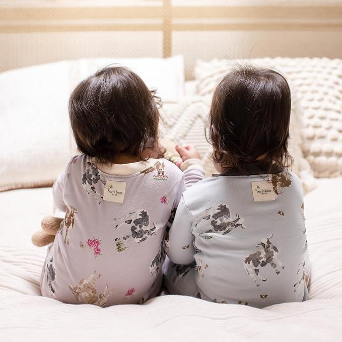 imageBurts Bees Baby Baby Boys Sleeper Pjs 100 Organic Cotton Onepiece Footie Zip Up Jumpsuit Snug Fit PajamasMr Moo Cow