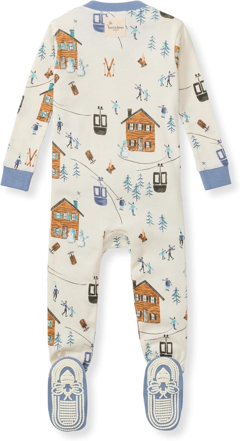 imageBurts Bees Baby Baby Boys Sleeper Pjs 100 Organic Cotton Onepiece Footie Zip Up Jumpsuit Snug Fit PajamasOut in the Alps