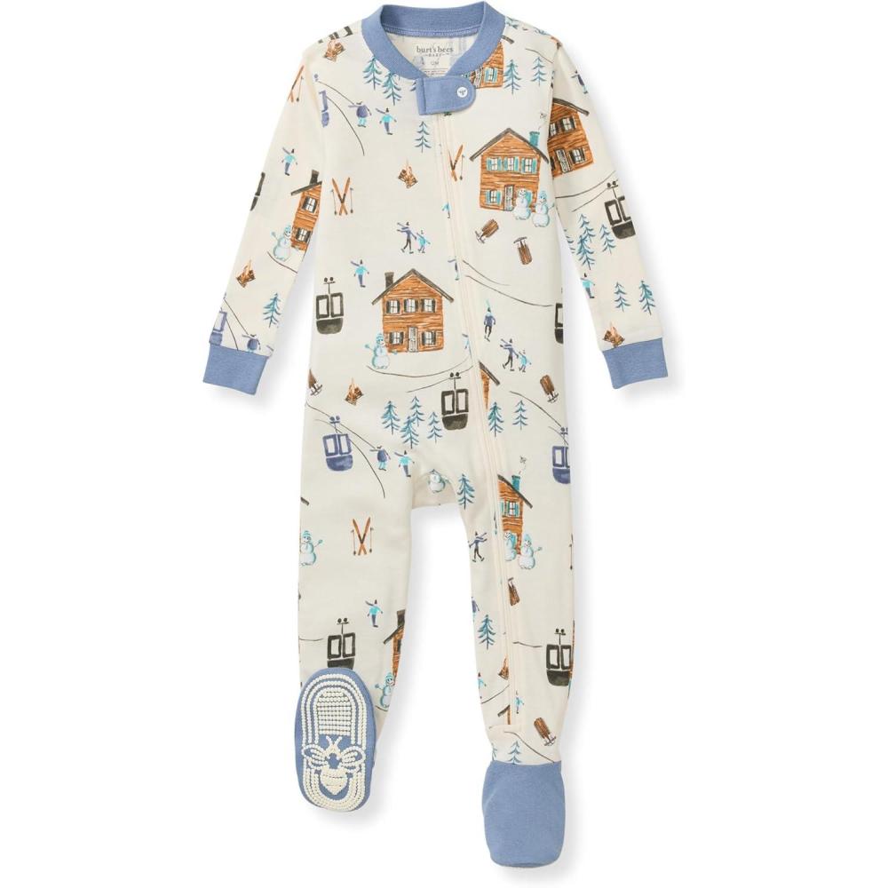 imageBurts Bees Baby Baby Boys Sleeper Pjs 100 Organic Cotton Onepiece Footie Zip Up Jumpsuit Snug Fit PajamasOut in the Alps