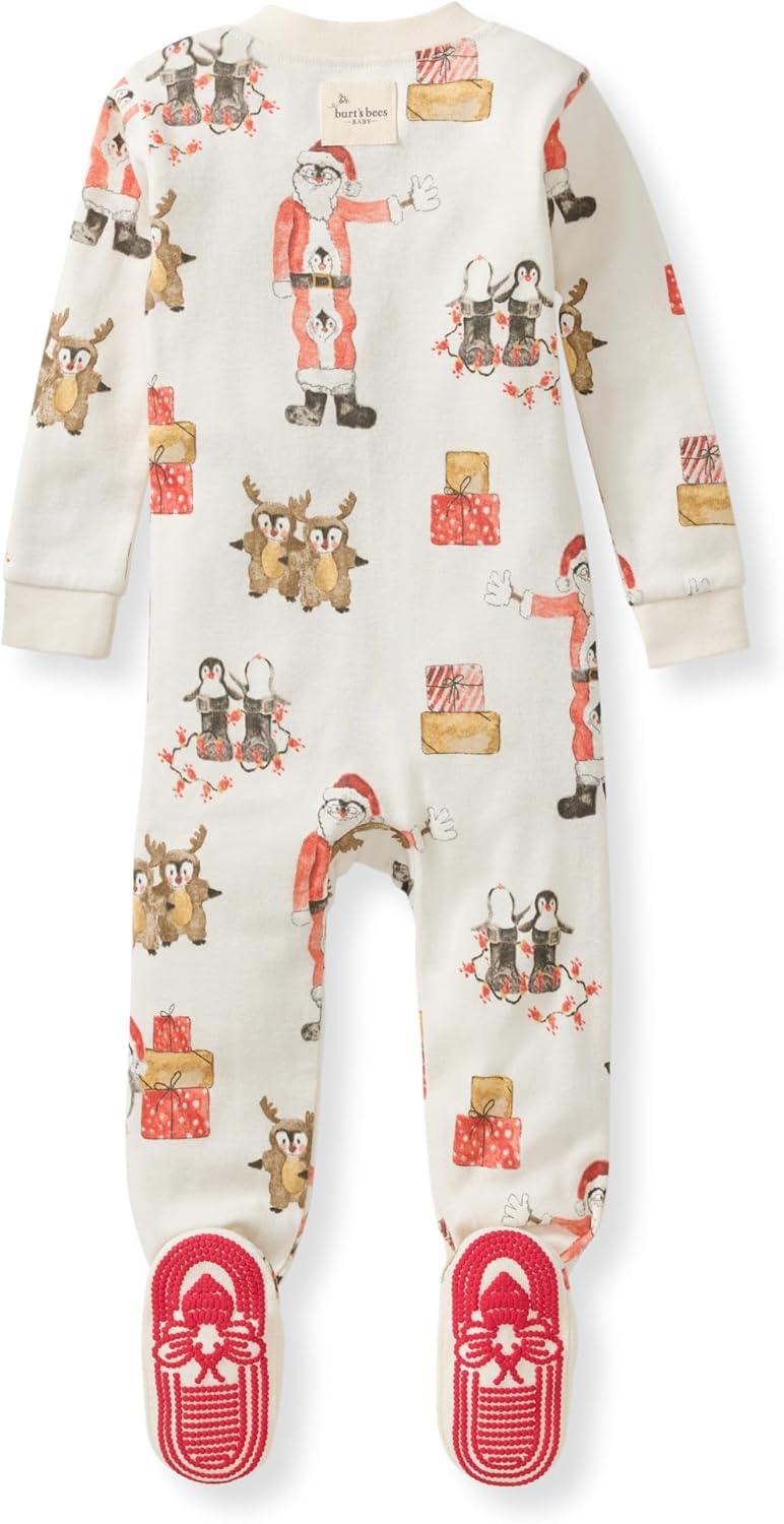 imageBurts Bees Baby babyboys Sleeper Pjs 100 Organic Cotton Onepiece Footie Zip Up Jumpsuit Snug Fit PajamasSantas Little Helper