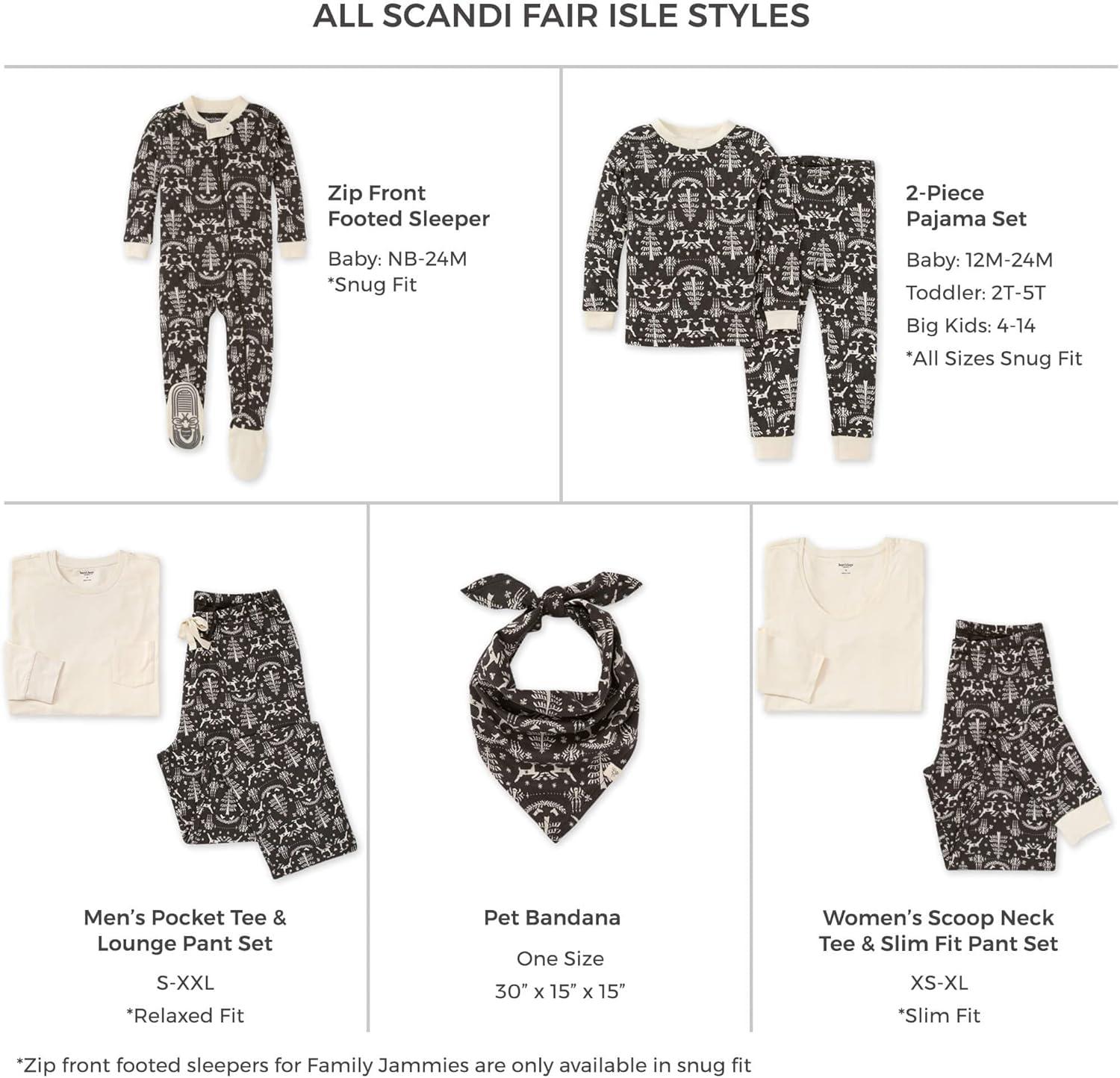 imageBurts Bees Baby Baby 1Piece Family Jammies Matching Holiday Organic Cotton Pajamas Scandi Fair Isle 36 Months