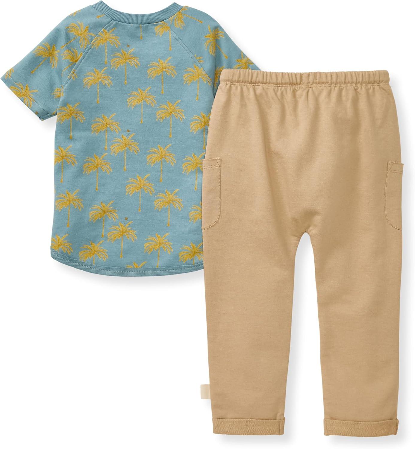 imageBurts Bees Baby Baby Boys Short Sleeve Shirt and Pant Set Top ampamp Bottom Outfit Bundle 100 Organic CottonGolden Palms