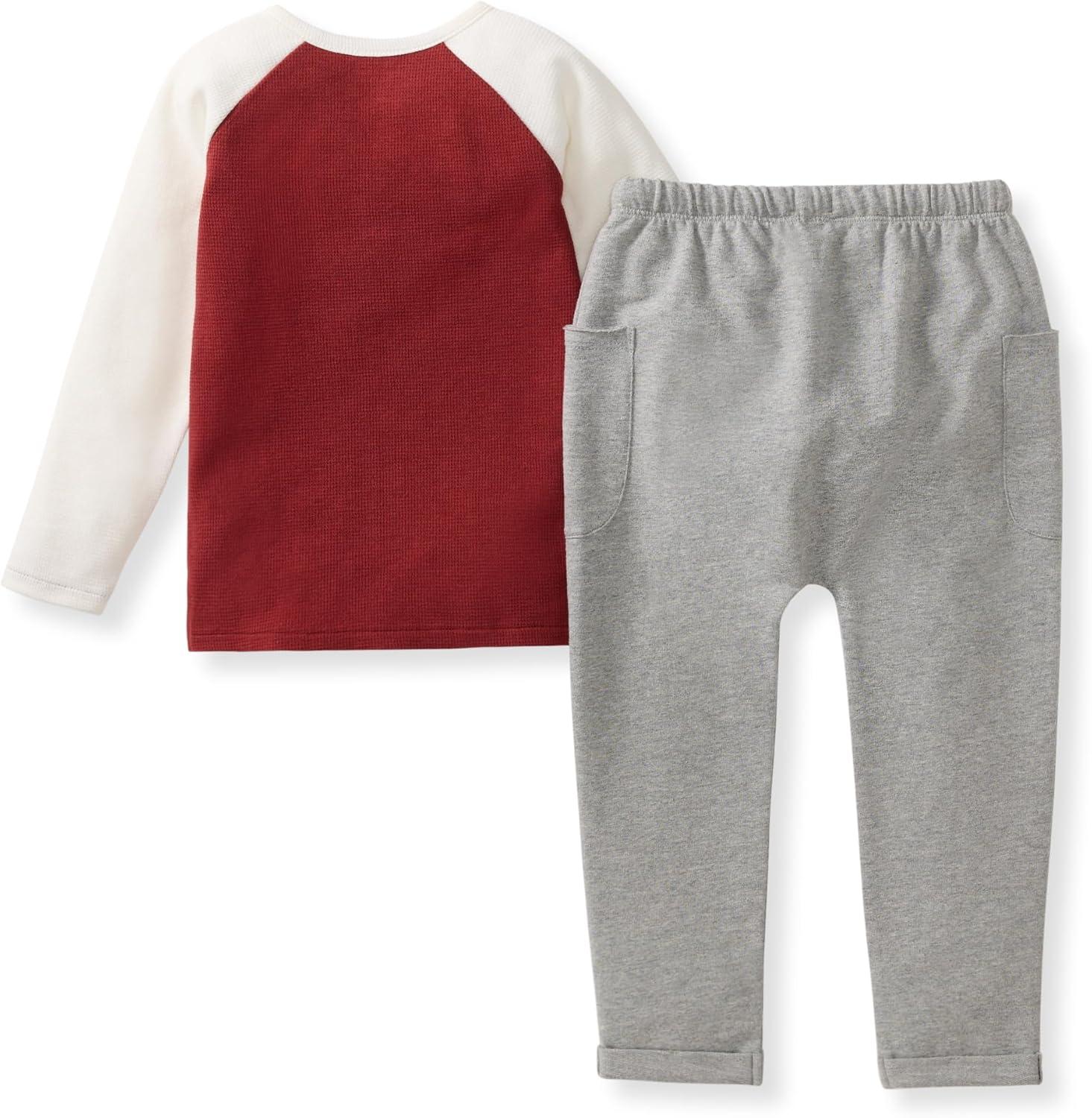 imageBurts Bees Baby Baby Boys Shirt and Pant Set Long Sleeve Top ampamp Bottom Outfit Bundle 100 Organic CottonBrick Thermal