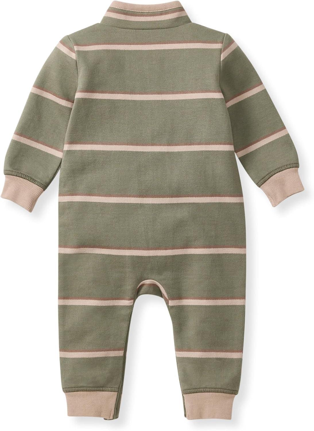 imageBurts Bees Baby babyboys 100 Organic Cotton Onepiece Long Sleeve High Neck Jumpsuit CoverallsHolland Stripe