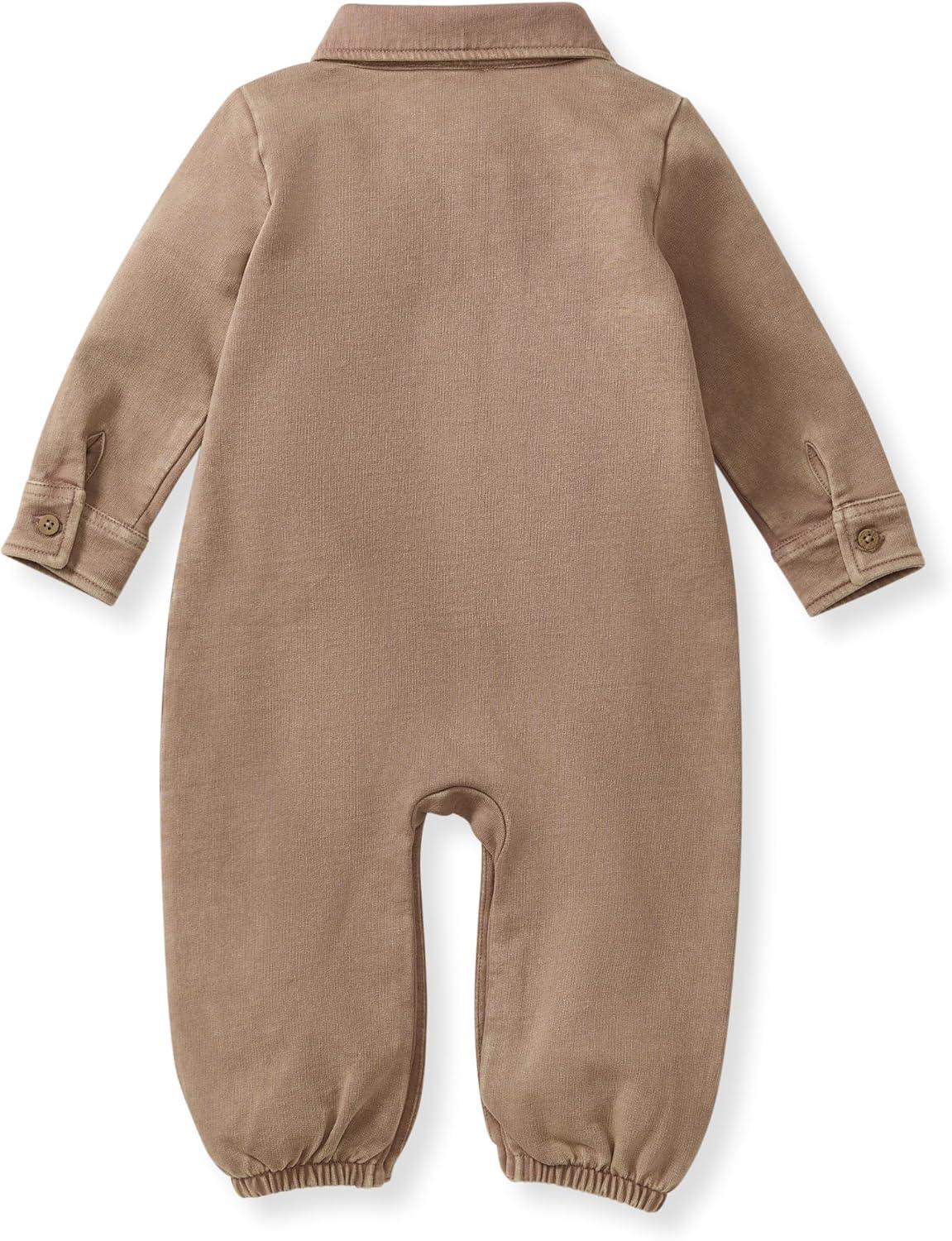 imageBurts Bees Baby babyboys Baby Boys 100 Organic Cotton Button Down JumpsuitGinger Acid Wash