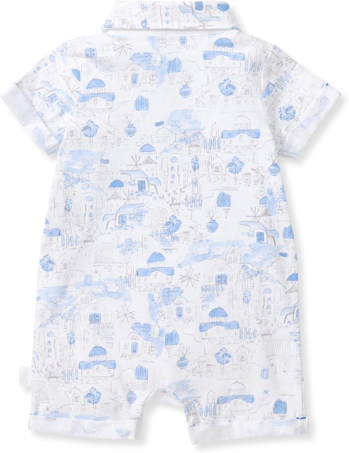 imageBurts Bees Baby babyboys Polo Rompers 100 Organic Cotton Onepiece Coverall and Layette SetSantorini