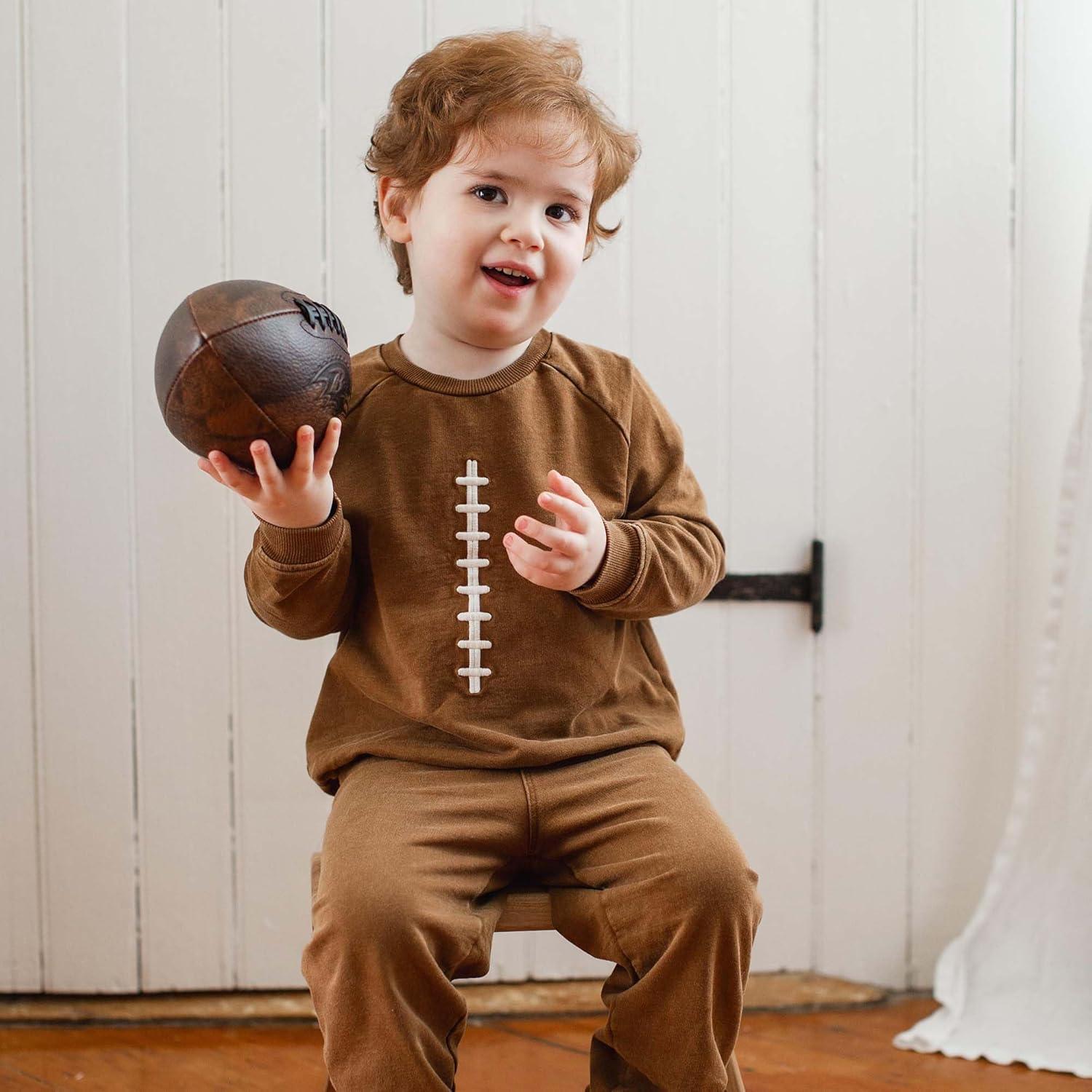 imageBurts Bees Baby babyboys Shirt and Pant Set Top ampamp Bottom Outfit Bundle 100 Organic CottonAcid Wash Football