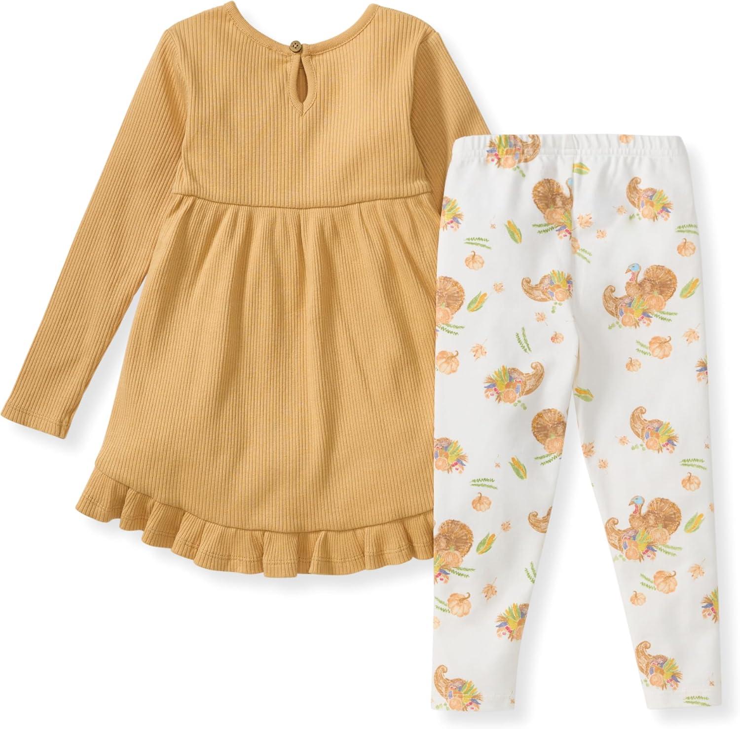 imageBurts Bees Baby babygirls Long Sleeve Top and Pant Set 100 Organic Cotton OutfitHappy Harvest