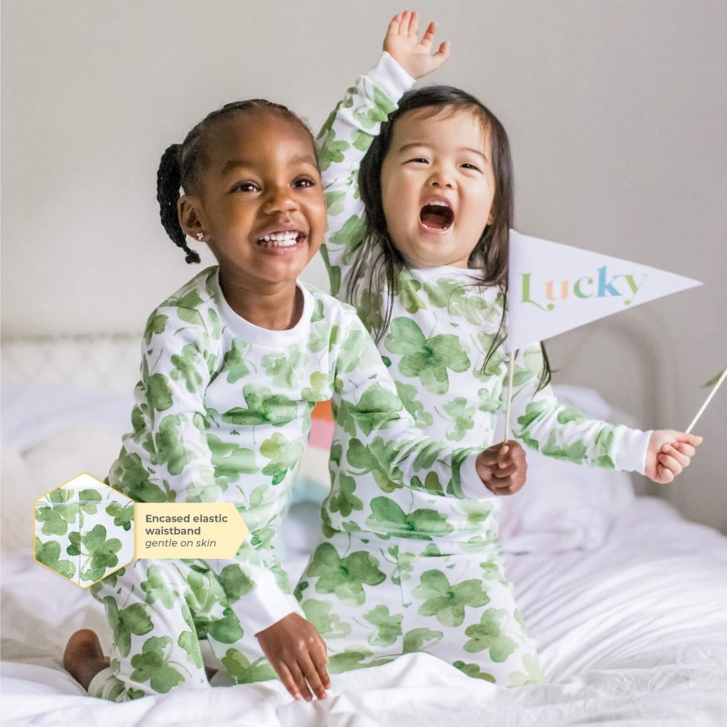 imageBurts Bees Baby babygirls Pajamas Tee and Pant 2piece Pj Set 100 Organic CottonBaby and Toddler Pajama BottomsCutest Clover