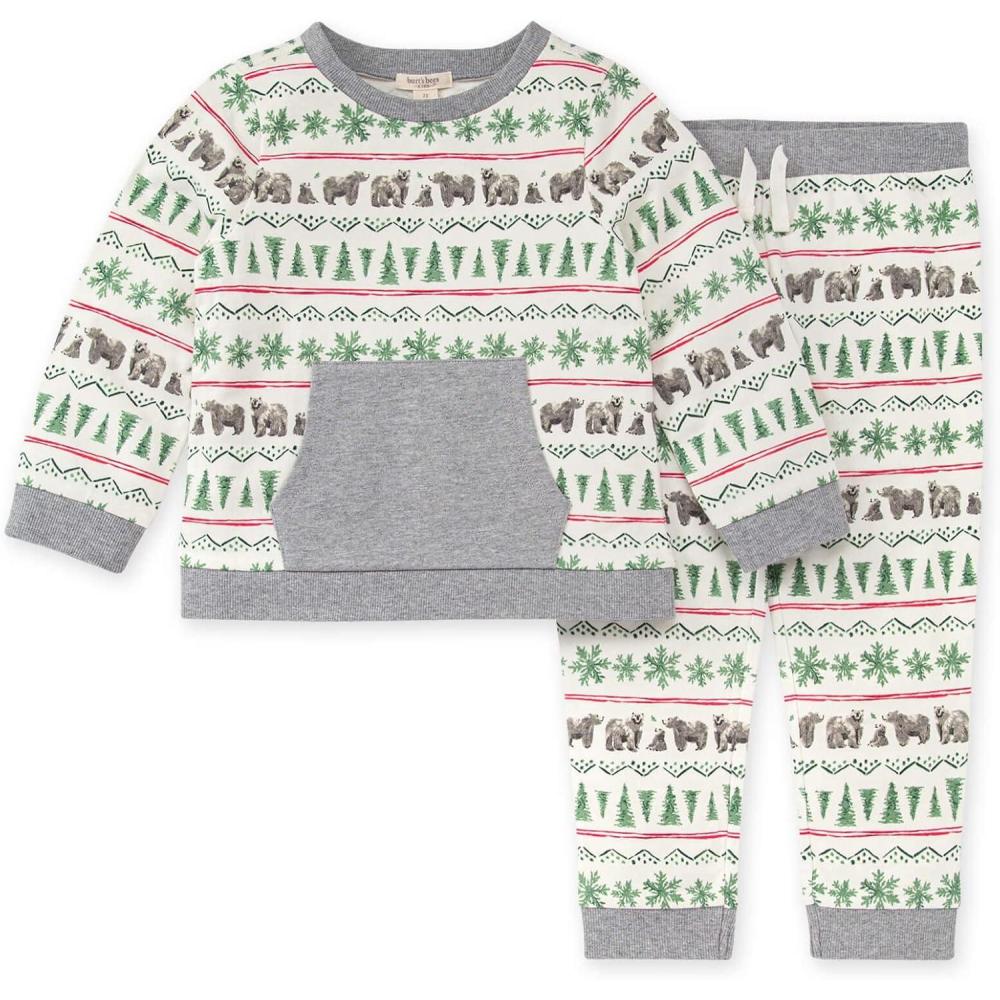 imageBurts Bees Baby babyboys Shirt and Pant Set Top ampamp Bottom Outfit Bundle 100 Organic CottonKodiak Fair Isle