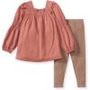 imageBurts Bees Baby babygirls Long Sleeve Top and Pant Set 100 Organic Cotton OutfitCedar Smocked