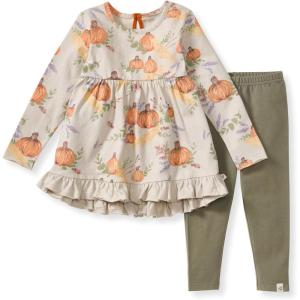 imageBurts Bees Baby babygirls Top and Pant Set Tunic and Leggings Bundle 100 Organic CottonAutumn Feels