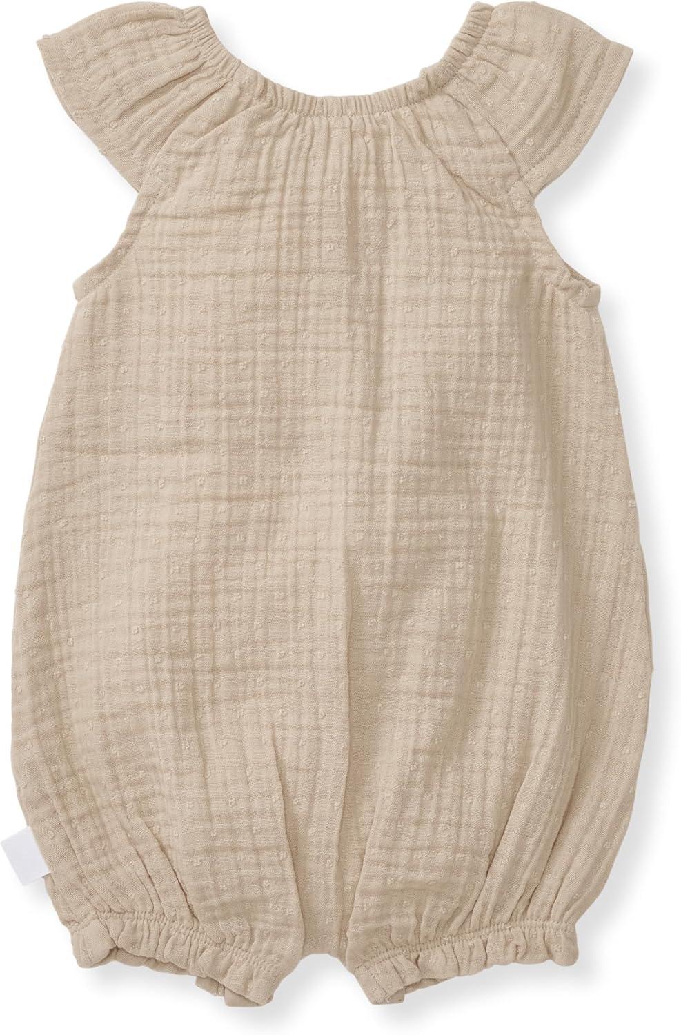 imageBurts Bees Baby babygirls Bubble Romper 100 Organic Cotton Onepiece Bubble Shortall and Layette Set Girl OutfitFossil Dotted Muslin