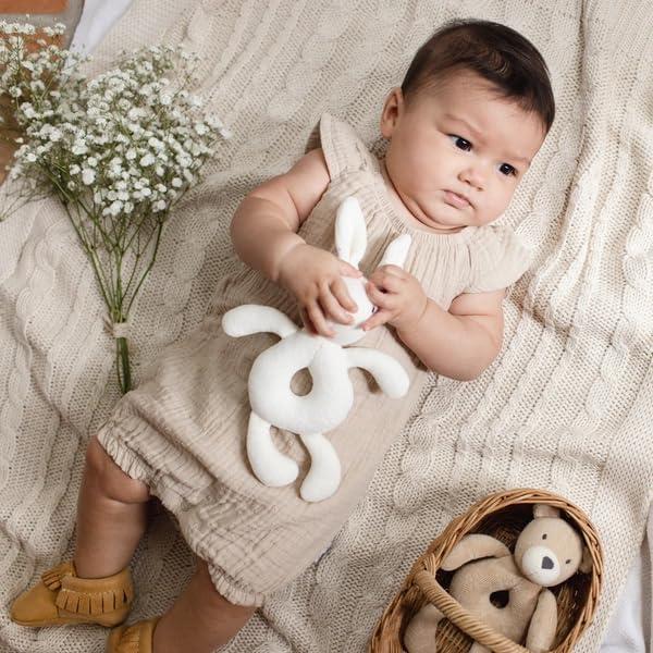 imageBurts Bees Baby babygirls Bubble Romper 100 Organic Cotton Onepiece Bubble Shortall and Layette Set Girl OutfitFossil Dotted Muslin