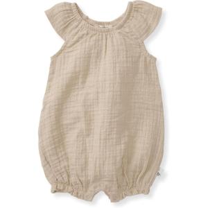 imageBurts Bees Baby babygirls Bubble Romper 100 Organic Cotton Onepiece Bubble Shortall and Layette Set Girl OutfitFossil Dotted Muslin
