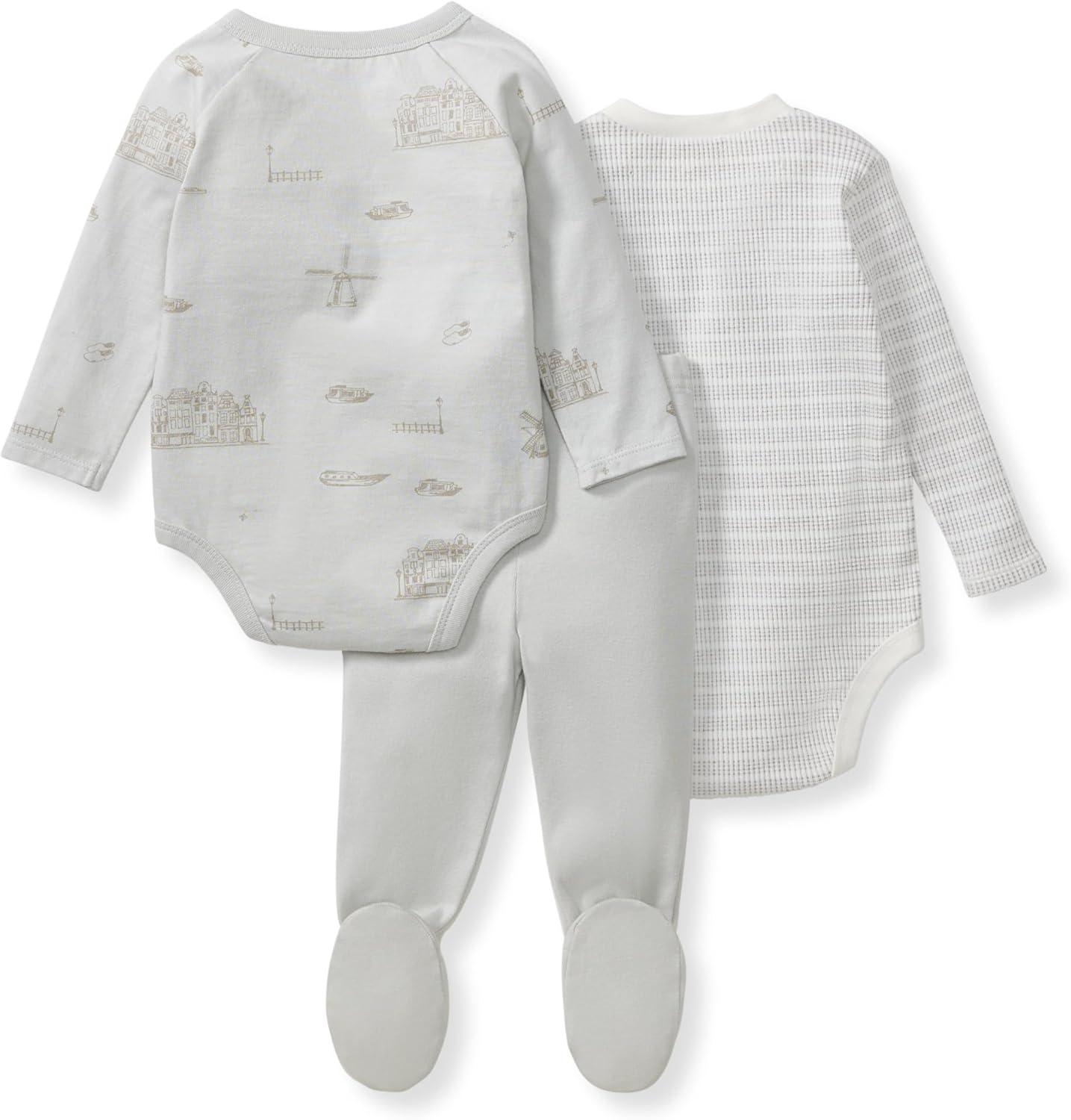 imageBurts Bees Baby Unisex 3Piece Bodysuit and Pant Set 100 Organic Cotton Infant OutfitBlue Amsterdam