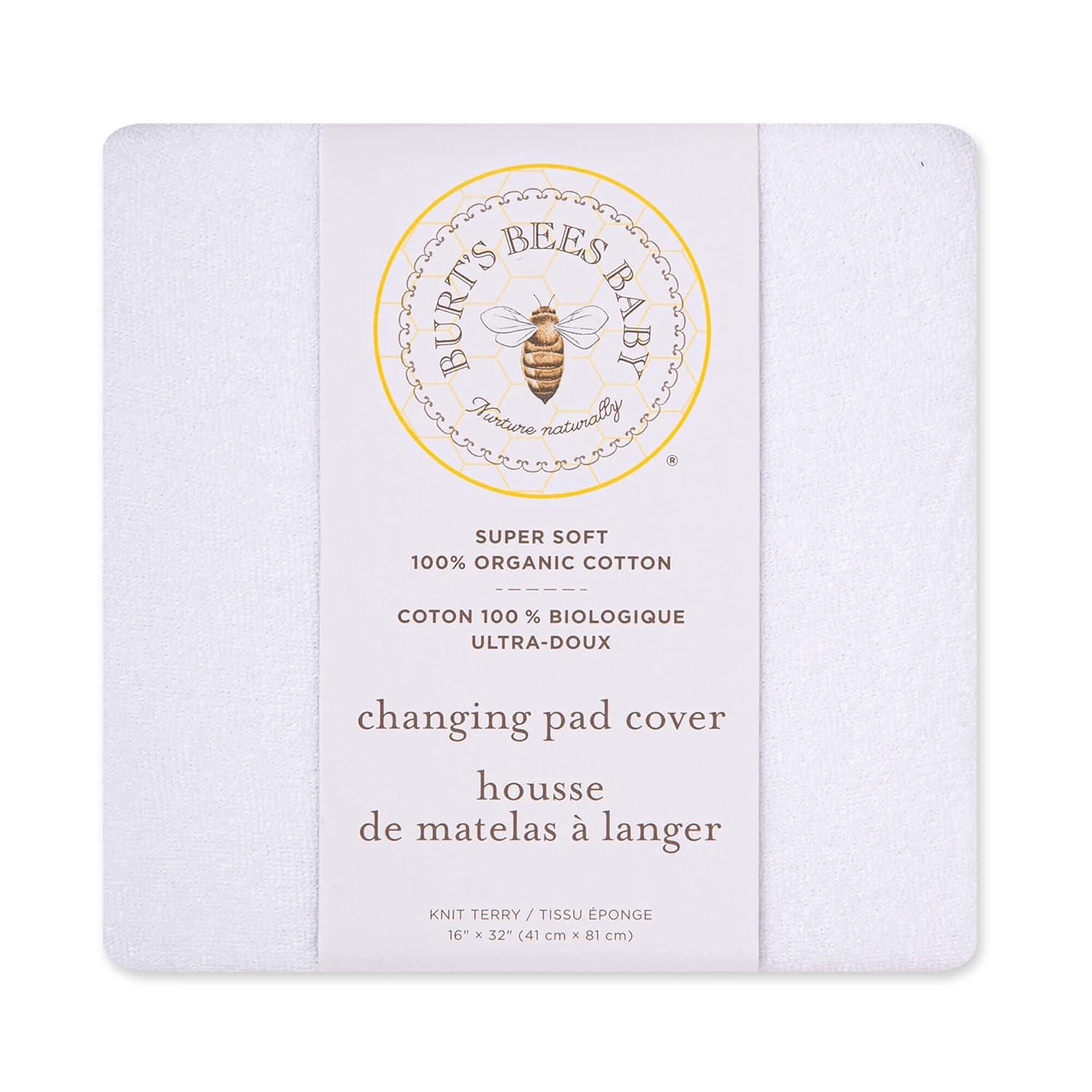 imageBurts Bees Baby  Changing Pad Cover 100 Organic Jersey Cotton Changing Pad Liner for Standard 16 x 32 Inch Changing MatsCloud White