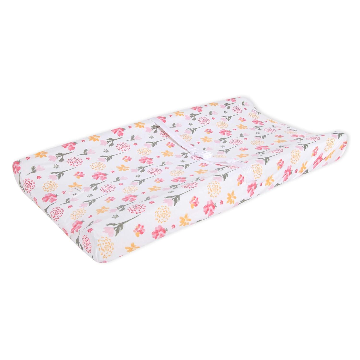imageBurts Bees Baby  Changing Pad Cover 100 Organic Jersey Cotton Changing Pad Liner for Standard 16 x 32 Inch Changing MatsFlorals