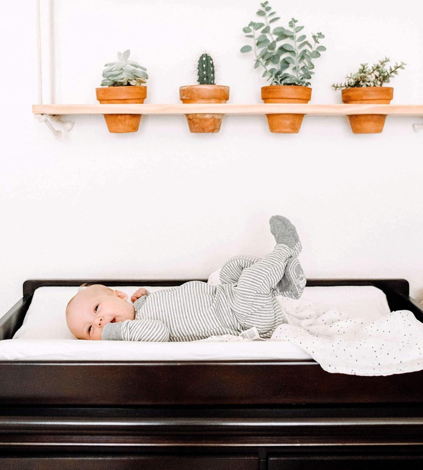 imageBurts Bees Baby  Changing Pad Cover 100 Organic Jersey Cotton Changing Pad Liner for Standard 16 x 32 Inch Changing MatsHeather Grey Stripe