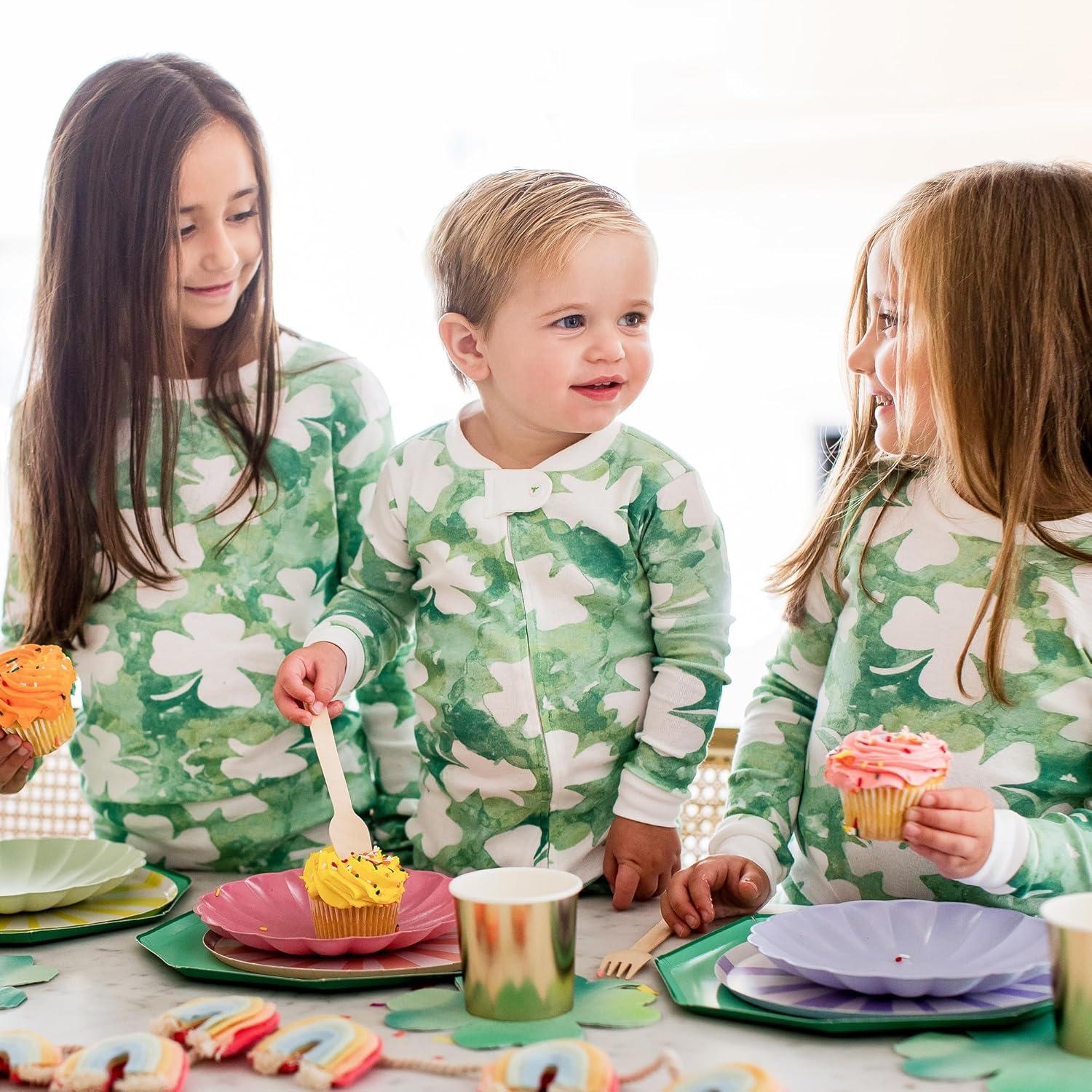 imageBurts Bees Baby Girls Pajamas 2Piece Long Sleeve Tee and Pants Organic Cotton PJ SetArtsy Clover