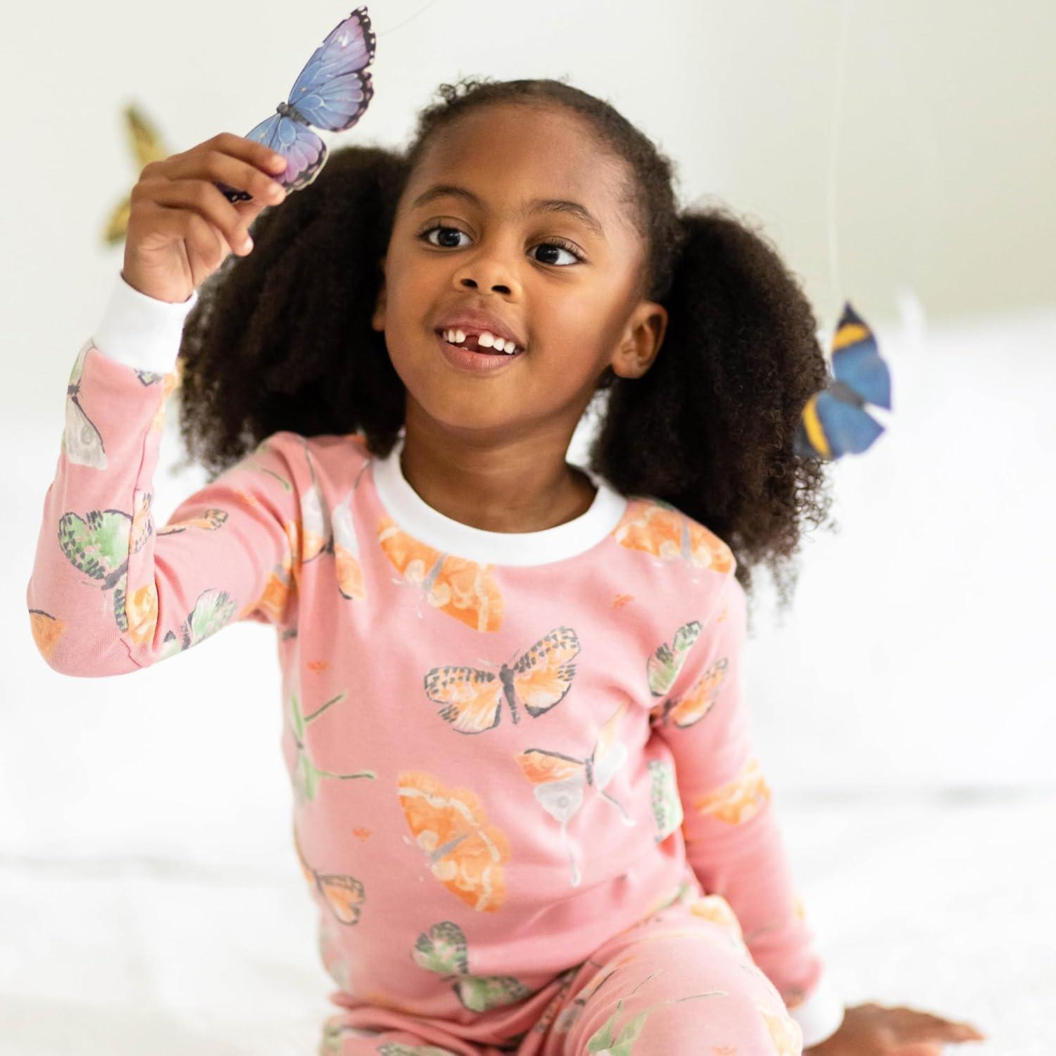 imageBurts Bees Baby Girls Pajamas 2Piece Long Sleeve Tee and Pants Organic Cotton PJ SetDesert Moths