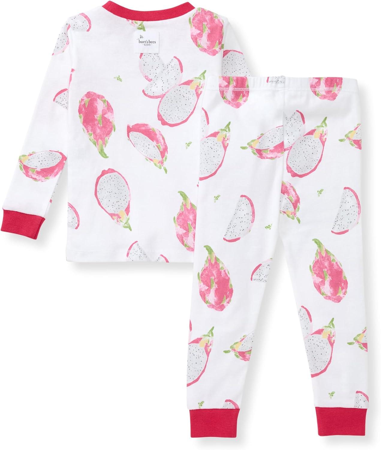 imageBurts Bees Baby Girls Pajamas 2Piece Long Sleeve Tee and Pants Organic Cotton PJ SetDragon Fruit