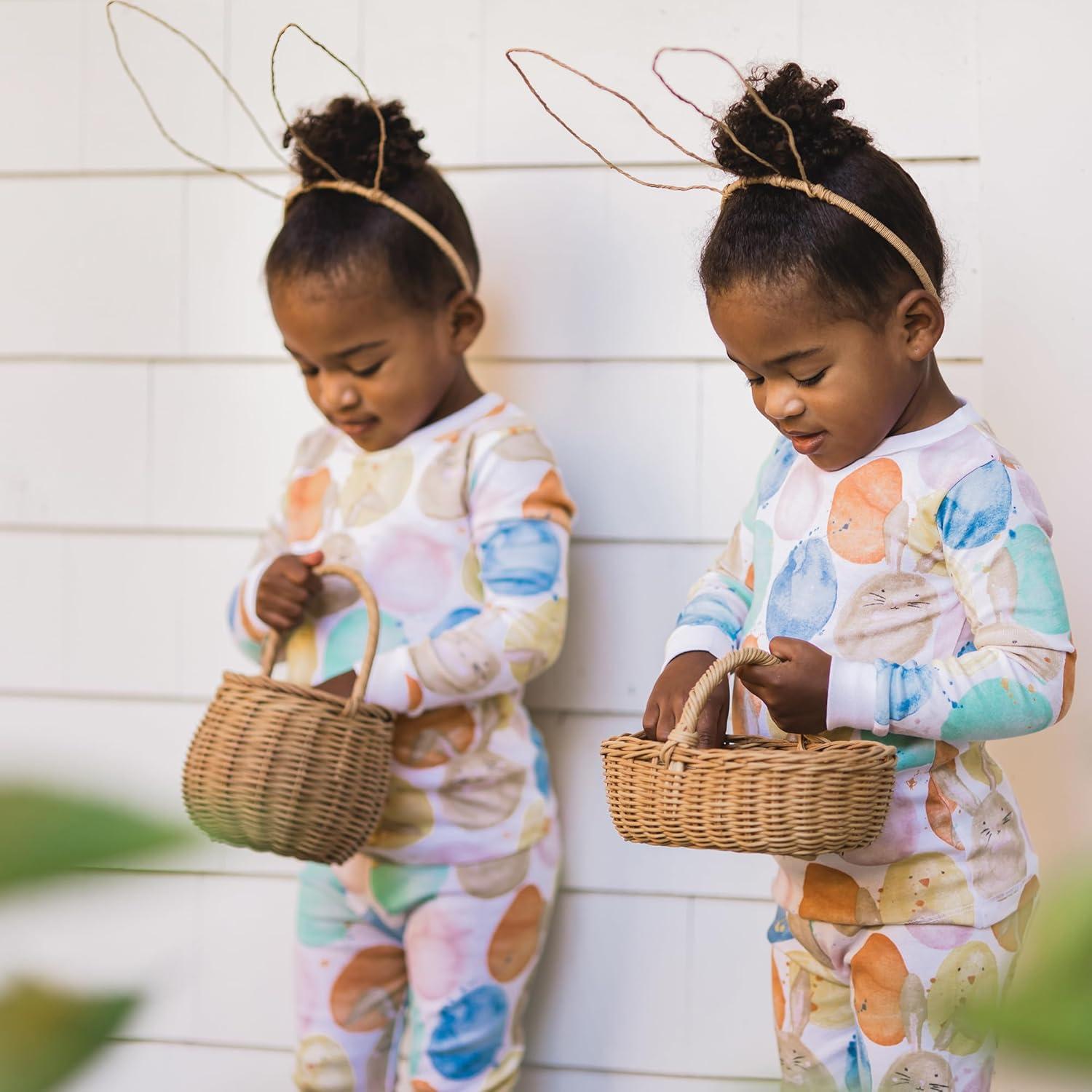 imageBurts Bees Baby Girls Pajamas 2Piece Long Sleeve Tee and Pants Organic Cotton PJ SetEaster Friends