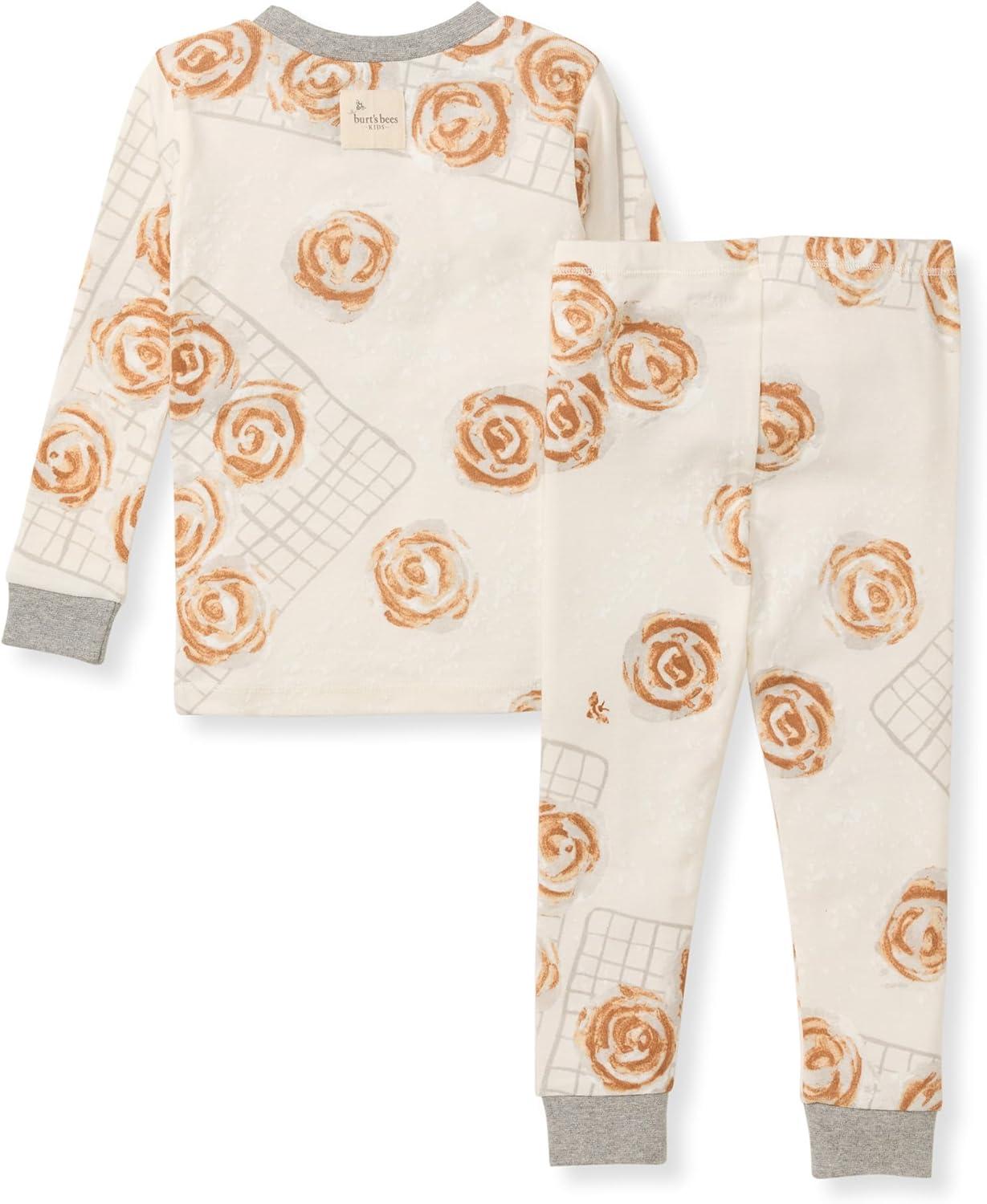 imageBurts Bees Baby Girls Pajamas 2Piece Long Sleeve Tee and Pants Organic Cotton PJ SetGooey Cinnamon Rolls