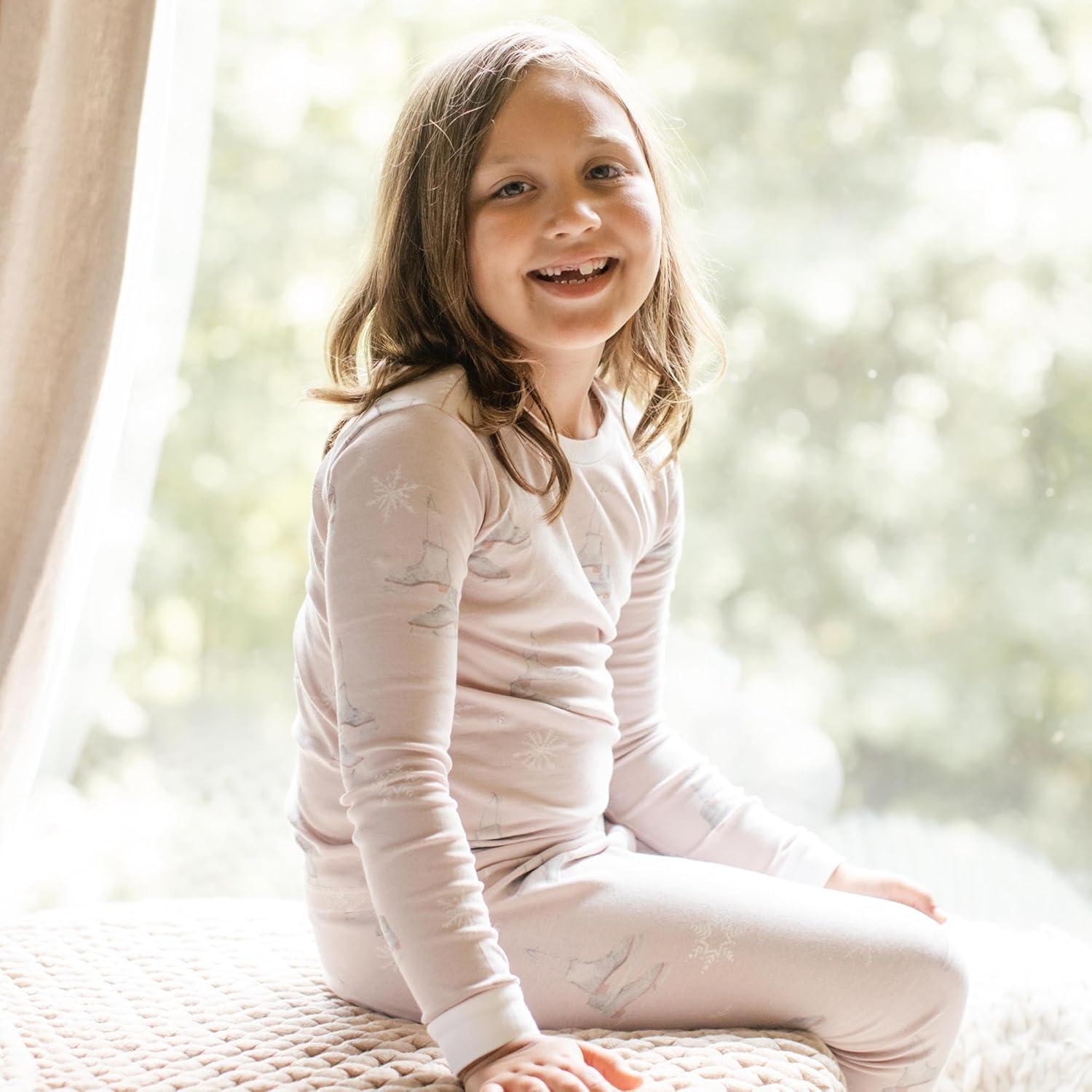 imageBurts Bees Baby Girls Pajamas 2Piece Long Sleeve Tee and Pants Organic Cotton PJ SetIce Skates